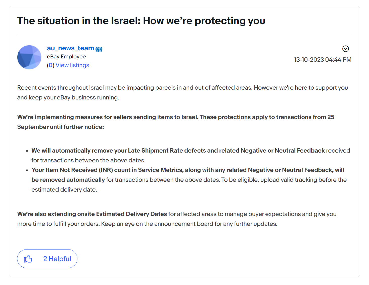以色列局势动荡不安,eBay采取措施保护卖家